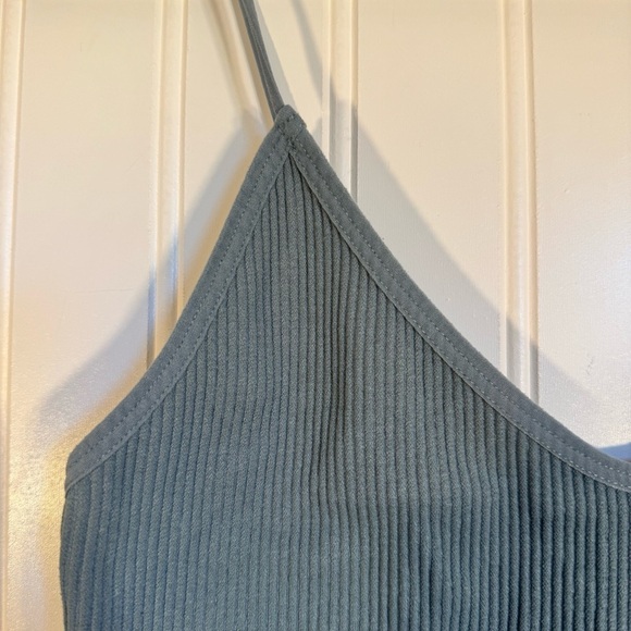 BDG Ribbed Bodysuit Vneck Spaghetti Straps Blue Size Large - Picture 3 of 10